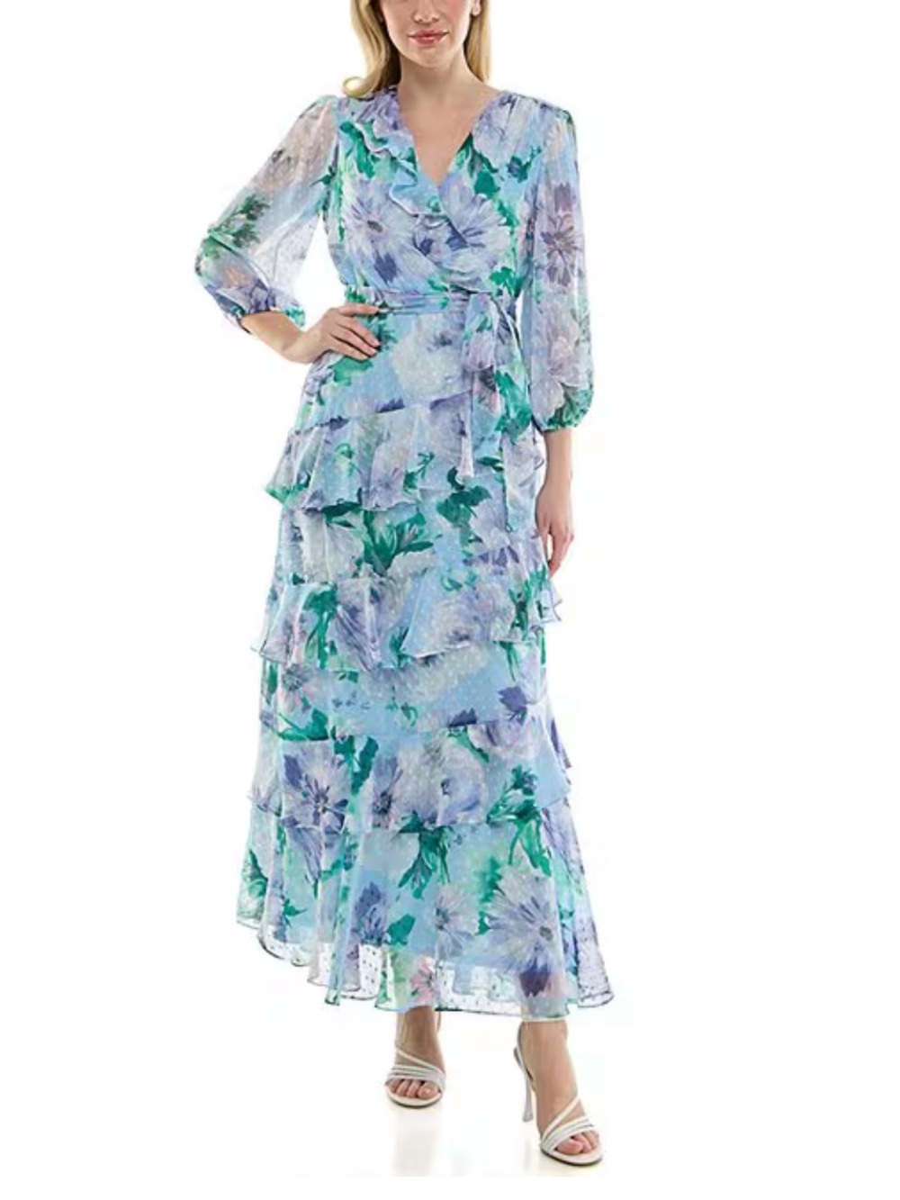 Maison Tara Floral Ruffled Maxi Dress